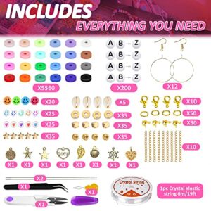 LauCentral 6100+ PCS Clay Beads Bracelet Making Kits, 24 Colors 6mm Flat Round Polymer Heishi Beads Supplies for Jewelry Necklace Earrings DIY Arts Crafts Accessories Gifts Age 4 5 6 7 8 9 10 11 12