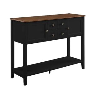 good & gracious buffet sideboard console cabinet narrow wooden kitchen sideboard table with bottom shelf and storage drawers black