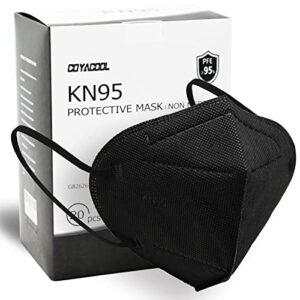 coyacool kn95 mask 20pcs face mask, individually packaged 5-ply breathable & comfortable safety disposable face masks, filter efficiency≥95% protection against pm2.5,dust cup dust mask, black