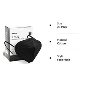 COYACOOL KN95 Mask 20Pcs Face Mask, Individually Packaged 5-Ply Breathable & Comfortable Safety Disposable Face Masks, Filter Efficiency≥95% Protection Against PM2.5,Dust Cup Dust Mask, Black