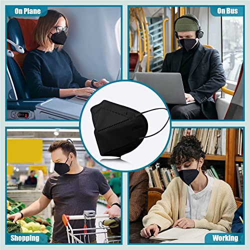 COYACOOL KN95 Mask 20Pcs Face Mask, Individually Packaged 5-Ply Breathable & Comfortable Safety Disposable Face Masks, Filter Efficiency≥95% Protection Against PM2.5,Dust Cup Dust Mask, Black