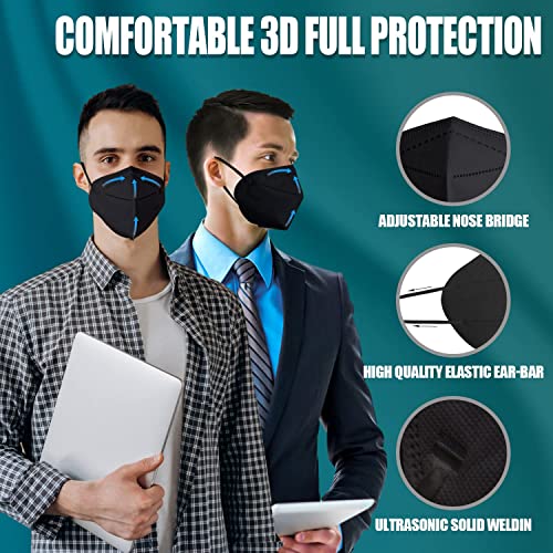 COYACOOL KN95 Mask 20Pcs Face Mask, Individually Packaged 5-Ply Breathable & Comfortable Safety Disposable Face Masks, Filter Efficiency≥95% Protection Against PM2.5,Dust Cup Dust Mask, Black