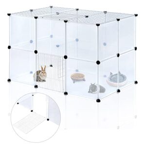 brian & dany 2-tier small animals playpen, portable pet playpen indoor with 2 doors for puppy, hamsters, guinea pig, rabbits - 28 panels, 43.1" x 27.5" x 27.5"