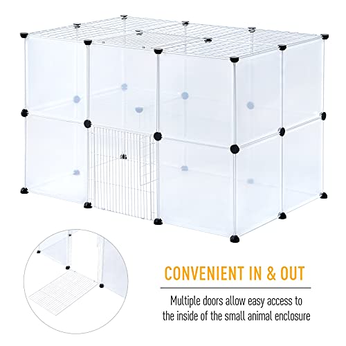 BRIAN & DANY 2-Tier Small Animals Playpen, Portable Pet Playpen Indoor with 2 Doors for Puppy, Hamsters, Guinea Pig, Rabbits - 28 Panels, 43.1" x 27.5" x 27.5"