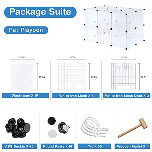 BRIAN & DANY 2-Tier Small Animals Playpen, Portable Pet Playpen Indoor with 2 Doors for Puppy, Hamsters, Guinea Pig, Rabbits - 28 Panels, 43.1" x 27.5" x 27.5"