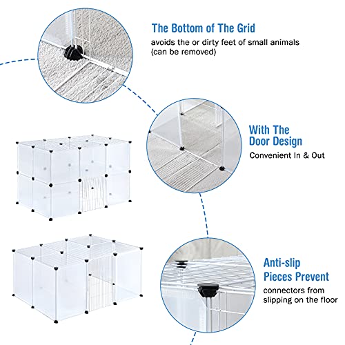 BRIAN & DANY 2-Tier Small Animals Playpen, Portable Pet Playpen Indoor with 2 Doors for Puppy, Hamsters, Guinea Pig, Rabbits - 28 Panels, 43.1" x 27.5" x 27.5"