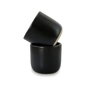 roro hand molded ceramic stoneware tea and coffee serveware matte black sipper cups, set of 2