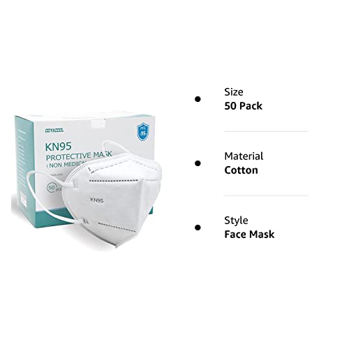 COYACOOL KN95 Mask 50Pcs Face Mask, Individually Packaged 5-Ply Breathable & Comfortable Safety Disposable Face Masks, Filter Efficiency≥95% Protection Against PM2.5,Dust Cup Dust Mask, White