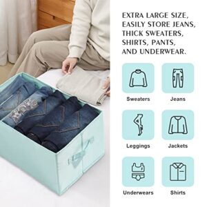 2 Pcs Jeans Organizers For Folded Clothes Organizer For Organization And Storage Bedroom, Big Size Good For Jeans, Pants, Thick Sweaters, 4-sides boards, Double Handles, Washable And Foldable