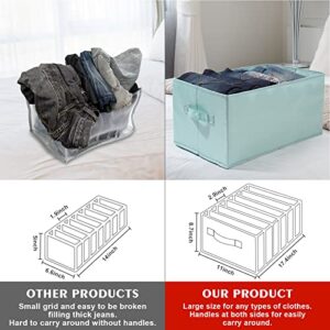 2 Pcs Jeans Organizers For Folded Clothes Organizer For Organization And Storage Bedroom, Big Size Good For Jeans, Pants, Thick Sweaters, 4-sides boards, Double Handles, Washable And Foldable