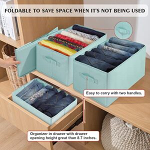 2 Pcs Jeans Organizers For Folded Clothes Organizer For Organization And Storage Bedroom, Big Size Good For Jeans, Pants, Thick Sweaters, 4-sides boards, Double Handles, Washable And Foldable