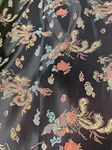 chinese dragon brocade fabric sold by the yard (black)