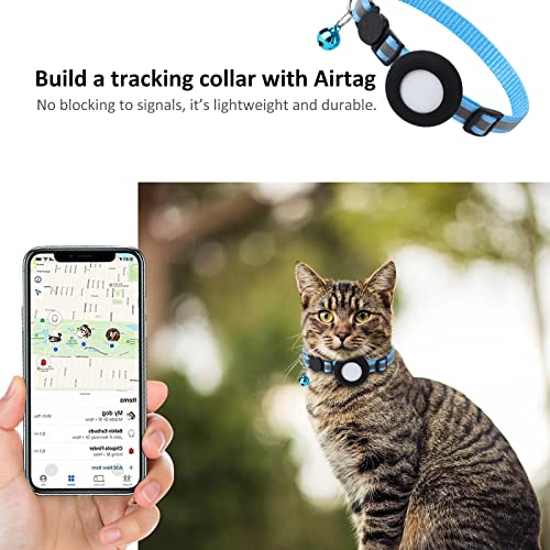 2022 Airtag Cat Collar Holder, Small Air tag Cat Collar Holder Compatible with Apple Airtag GPS Tracker, 2Pack Waterproof Case Cover for Cat Dog Pet Collar Within 3/8 inch (2 Black)