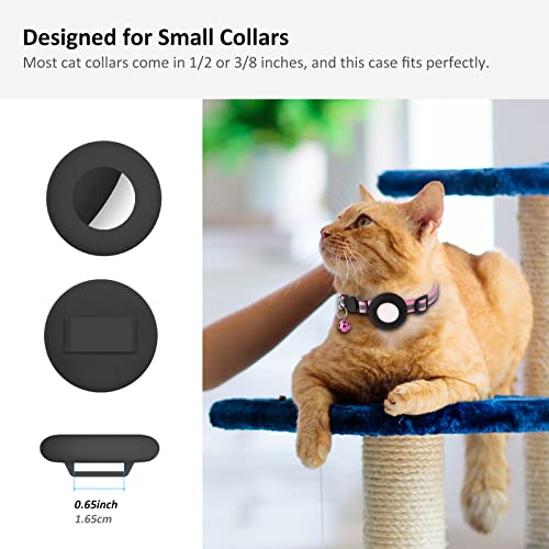 2022 Airtag Cat Collar Holder, Small Air tag Cat Collar Holder Compatible with Apple Airtag GPS Tracker, 2Pack Waterproof Case Cover for Cat Dog Pet Collar Within 3/8 inch (2 Black)