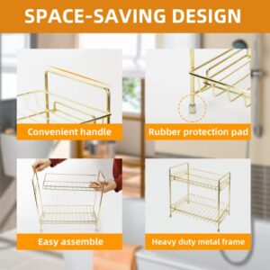 YICOCHI 2-Tier Bathroom Counter Organizer,Kitchen Spice Rack Corner Storage Organizing Caddy Stand for Bathroom Vanity Countertops,Gold