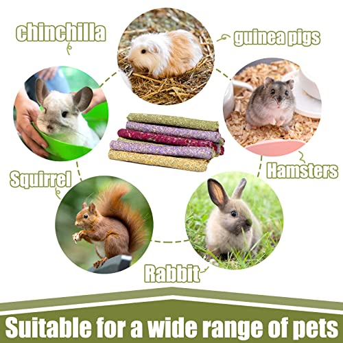 AKLHLKK 68PCS Rabbit Chew Toys, Natural Timothy Hay Sticks Guinea Pig Chews for Teeth Hamster Molar Treats Snacks Accessories for Bunny, Chinchillas, Rats, Gerbils and Other Small Animals