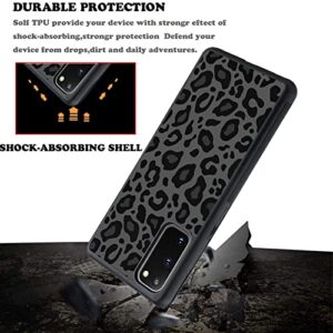 KANGHAR Case Compatible with Galaxy S20,Black Leopard Design,Tire Texture Non-Slip + Shockproof Rugged TPU Protective Case for Samsung Galaxy S20 6.2 Inch-Leopard Pattern