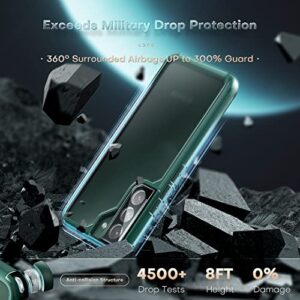 TOCOL [5 in 1 for Samsung Galaxy S22 Case 6.1 Inch, with 2 Pack Screen Protector + 2 Pack Camera Lens Protector, Translucent Matte Back [Military Grade Protection] Case for Galaxy S22 5G, Green