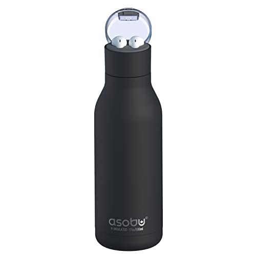 Asobu Earphone H2 Audio Insulated Water bottle Stainless Steel 20 Ounce (Black)