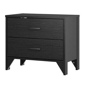 panana 2/3/4/5/6 drawer dresser, chest of drawers wooden storage dresser cabinet bedroom furniture (2 drawer, black)