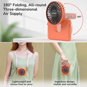 ALACRIS Portable Hanging Neck Fan, Wearable Personal Fan with Adjustable Lanyard, 3 Speeds Rechargeable Mini Handheld Personal Fan for Home Office Outdoor Travel