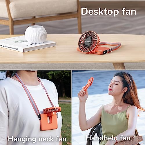 ALACRIS Portable Hanging Neck Fan, Wearable Personal Fan with Adjustable Lanyard, 3 Speeds Rechargeable Mini Handheld Personal Fan for Home Office Outdoor Travel