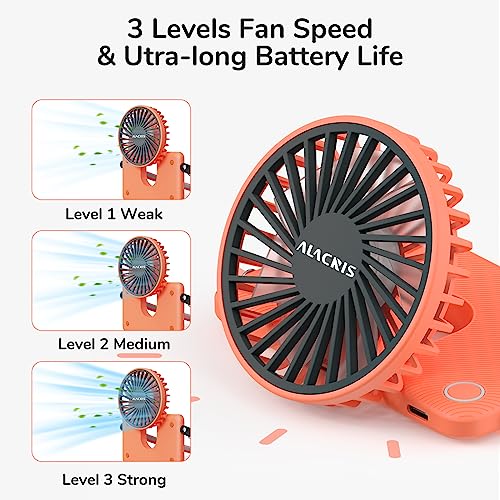 ALACRIS Portable Hanging Neck Fan, Wearable Personal Fan with Adjustable Lanyard, 3 Speeds Rechargeable Mini Handheld Personal Fan for Home Office Outdoor Travel