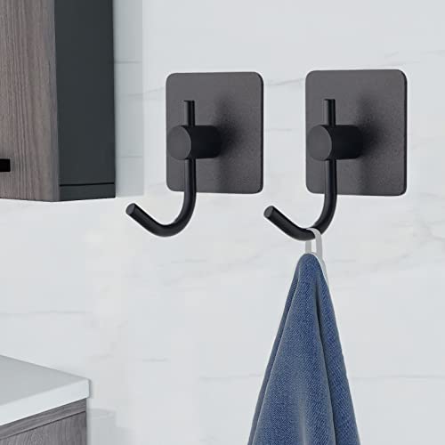 VAEHOLD Adhesive Wall Hooks, Heavy Duty Sticky Holder Waterproof Aluminum Towel Hooks for Hanging Coat, Hat, Towel, Robe, Key, Clothes, Closet Hook Wall Mount for Kitchen, Bathroom