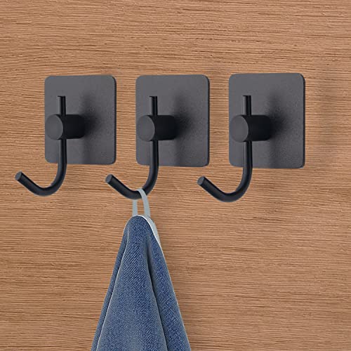 VAEHOLD Adhesive Wall Hooks, Heavy Duty Sticky Holder Waterproof Aluminum Towel Hooks for Hanging Coat, Hat, Towel, Robe, Key, Clothes, Closet Hook Wall Mount for Kitchen, Bathroom