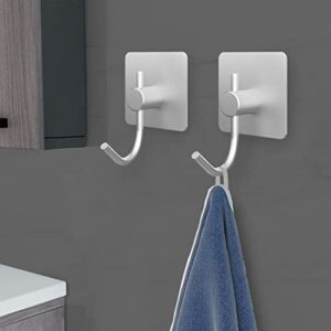 VAEHOLD Adhesive Wall Hooks, Heavy Duty Sticky Holder Waterproof Aluminum Towel Hooks for Hanging Coat, Hat, Towel, Key, Clothes, Closet Hook Wall Mount for Kitchen, Bathroom, Office (12, Silver)