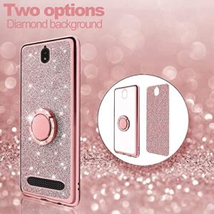 B-wishy for Blu View 2 Case for Women, Glitter Crystal Slim TPU Luxury Bling Cute Protective Cover with Kickstand+Strap for Blu View 2 B130DL