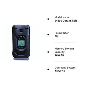 Kyocera Duraxe E4830 Epic AT&T Flip Smart Phone 16GB Rugged PTT Wi-Fi LTE Black (Renewed)