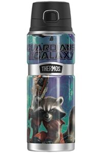 guardians of the galaxy guardians rocket and groot thermos stainless king stainless steel drink bottle, vacuum insulated & double wall, 24oz