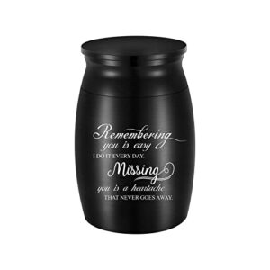 3 inches small keepsake urn for ashes mini aluminum urn for human ashes cremation funeral ash holder - remembering you is easy i do it every day. missing you is a heartache that never goes away.
