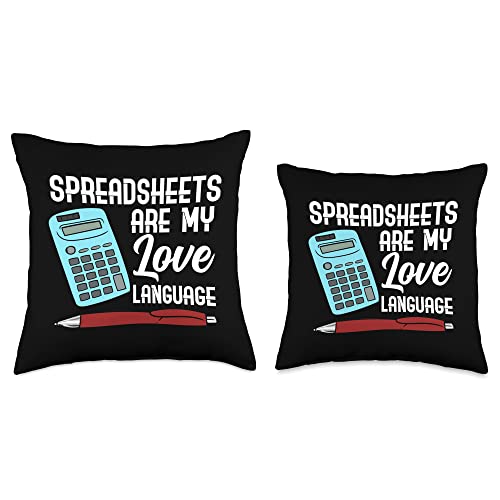 Spreadsheet Gifts Accounting Gifts Spreadsheets are My Love Language Accountant Tax Season Throw Pillow, 18x18, Multicolor