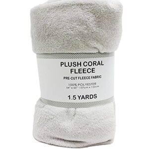 shason (1.5 yards precut) coral fleece fabric for blanket making, winter fleece, winter blanket, throw blanket sold precut (light gray)