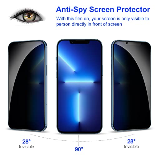 Uminy Privacy Screen Protector for iPhone 13 Pro Max 6.7", Anti Spy 9H Tempered Glass, Edge to Edge Full Cover Screen Protector 2 Pack