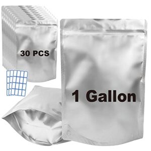 30pcs mylar bags for food storage - extra thick 14 mil - 1 gallon ziplock resealable mylar bags - bolsas mylar con absorbentes - mylar bag 1 gallon