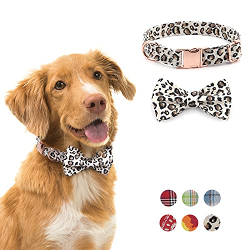 Dog Collar for Small Medium Large Dogs & Cats, Summer Popular Dog Collar with Personalized Print for Girl & Boy Dogs Adjustable Puppy Bow Tie Collar Attachment with Golden Metal Buckle