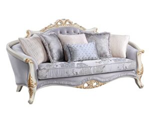 acme galelvith fabric upholstered sofa with 5 pillows in gray