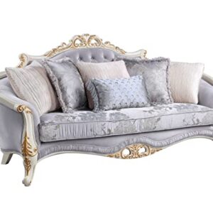 Acme Galelvith Fabric Upholstered Sofa with 5 Pillows in Gray