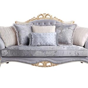 Acme Galelvith Fabric Upholstered Sofa with 5 Pillows in Gray