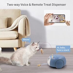 pumpkii Pet Camera Robot, 1080P HD Mobile, Cat Dog Pet Treat Dispenser with App, Cat Toy Teaser Pet Interactive Feather Toy, One Suction Cup, Two Holding Cat Sticks, and 5 Replacement Heads