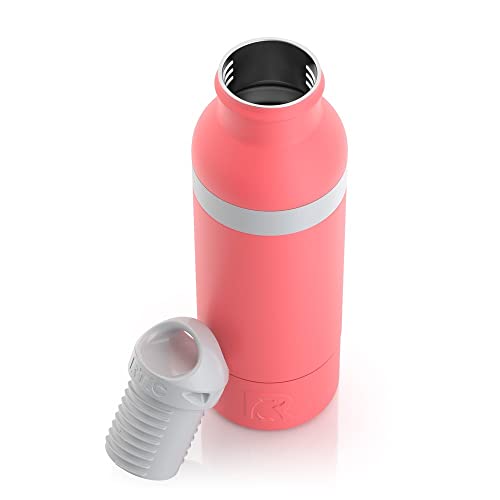 RTIC Bottle Chiller Water Bottle Insulated Cooler for 12oz Glass Soda Bottle or 16oz Aluminum Bottle, Double Wall Vacuum Insulation, Stainless Steel Sweat Proof with Built-In Bottle Opener, Coral