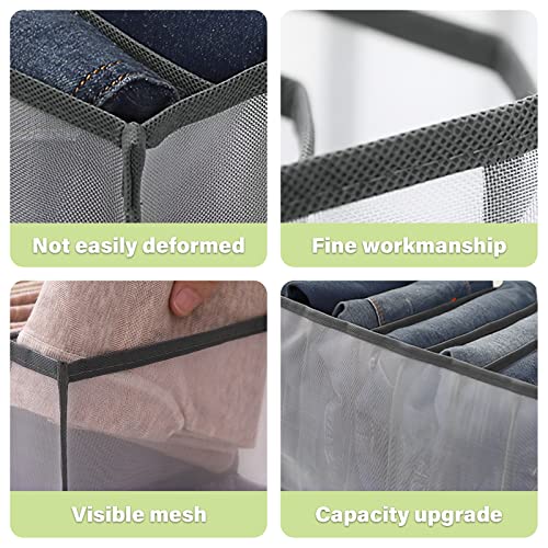 Unigee Wardrobe Clothes Organizer Storage for Clothes Mesh Nylon Drawers Organizer Washable Clothes Drawer Organizer Foldable Closet Organizer Visible Grid Storage Box for T-shirts Cardigans Skirts