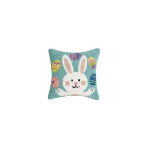 peking handicraft 30tg1085c10sq bunny juggling eggs pillow, 10-inch square