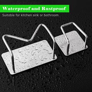 NiHome 2PCS Adhesive Sponge Holders SUS304 Stainless Steel Mini Kitchen Sink Caddy Set, Two Small Sizes for Kitchen Accessories Brushes Scrubs Rustproof Waterproof Quick-Drying Minimal Space Saving