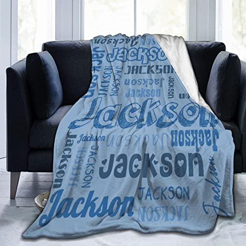 SIMIEEK Custom Blanket Personalized with Name Text, Customized Flannel Throws Blankets for Baby Adults Kids Birthday Valentines Day Gift, 50x40 Inches Inches, Blue