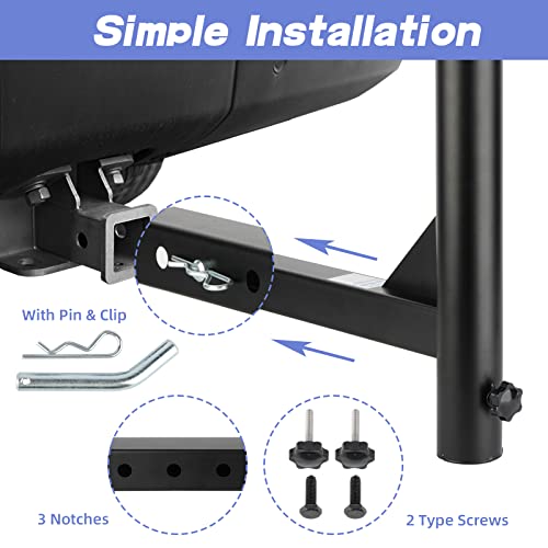 Hydencamm Upgraded Hitch Mount Flagpole Holder, Flag Hitch Mount Universal for 2" Receivers, 19.7" x 17" Stable Hitch Flag Pole Holder with Anti-Wobble Screws, for SUV, RV, Pickup, Truck, Camper