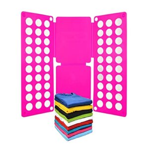 shirt folding board, folding board t shirts folding laundry organizer dress pants towels folder for kids to fold clothes (rose red)